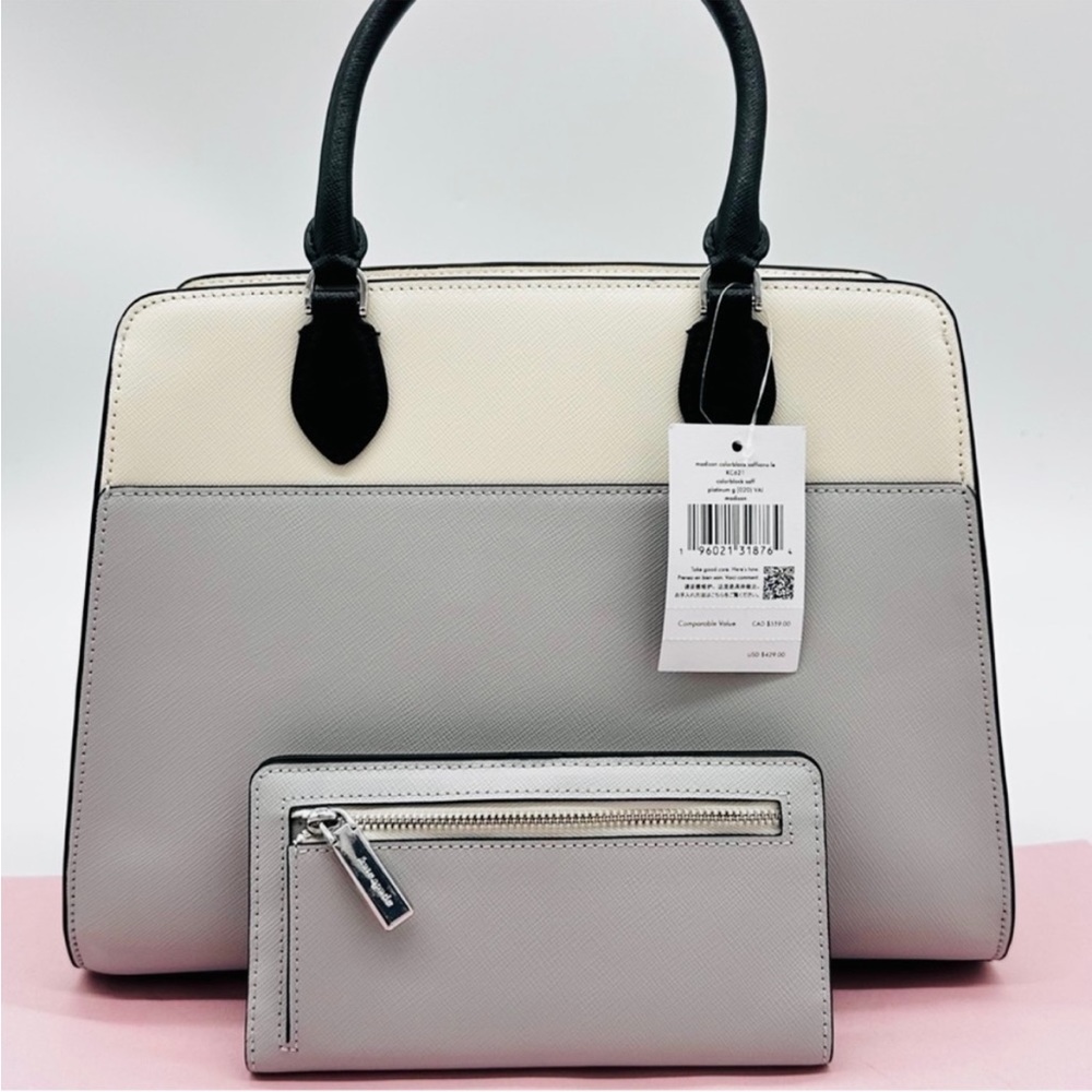 Kate Spade Madison Saffiano Leather Medium Satchel Bag& Large Slim Bifold
Wallet - Picture 4 of 15